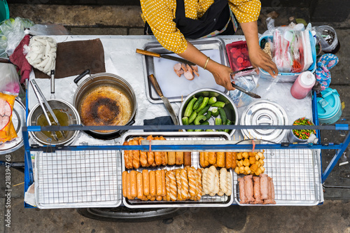 Photography Top view of Thai street food in Bangkok, Thailand