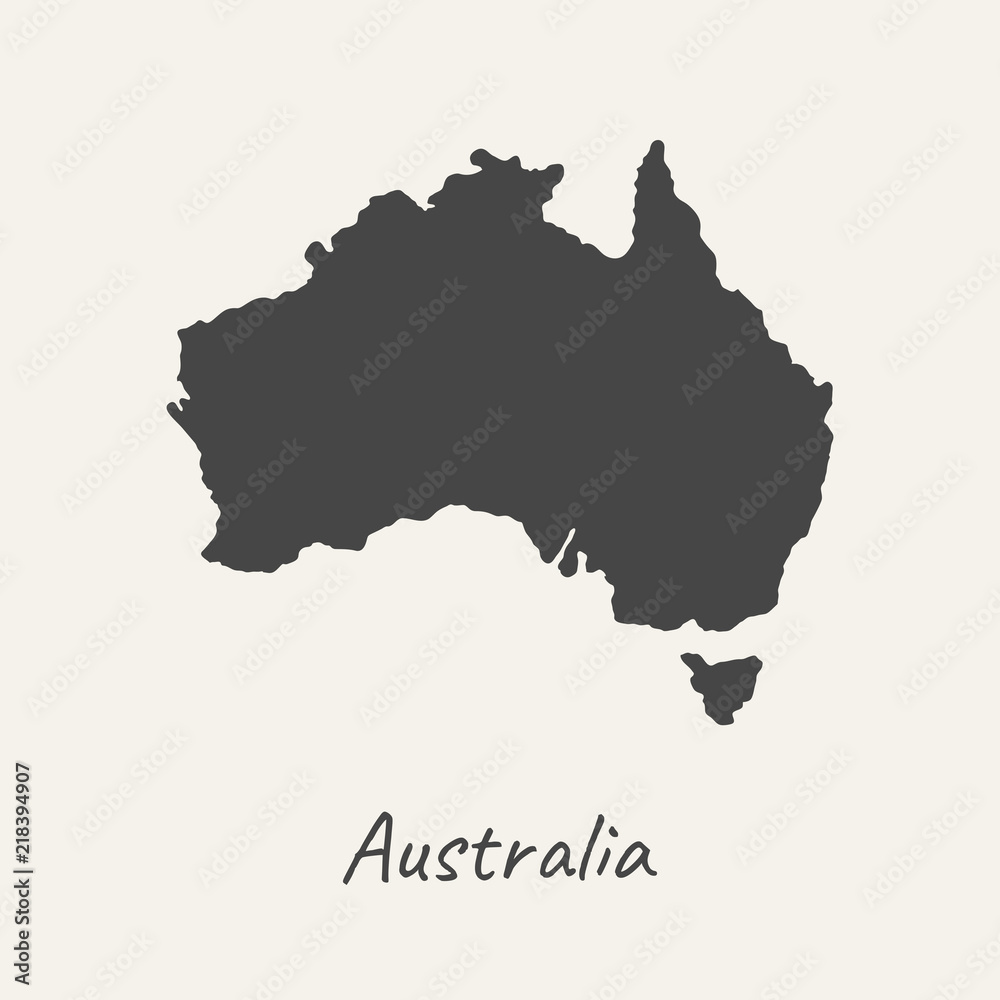 Dark map of Australia isolated on white background. Vector illustration.