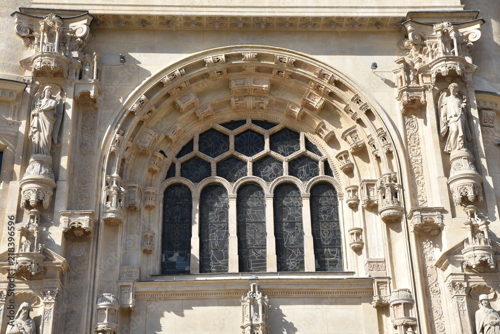 Détail du grand portail de l'église Saint-Eustache à Paris, Frnce