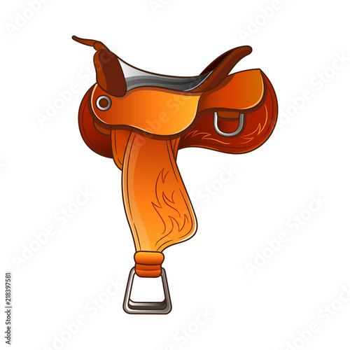 Set of elements of the Wild West. The equipment of cowboys. Saddle. 