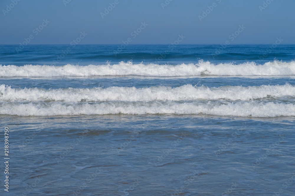 Vacation scene of at the sea on the beach of La Barrosa in Sancti Petri, Spain