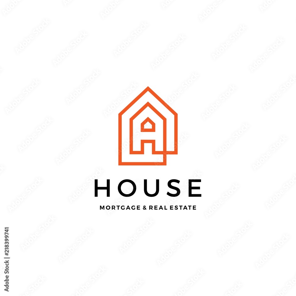 A letter house home mortgage real estate logo vector icon A letter house home mortgage real estate logo vector icon