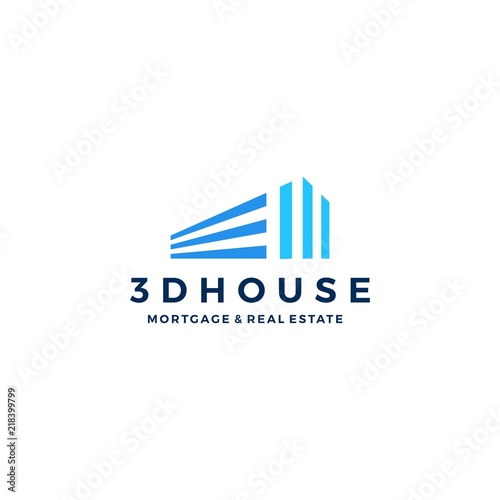 3d perspective house home mortgage architecture logo vector icon