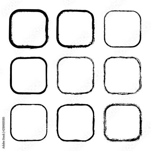 Vector collection of ink-drawn square grunge frames