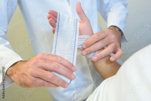Photography treating a minor wound