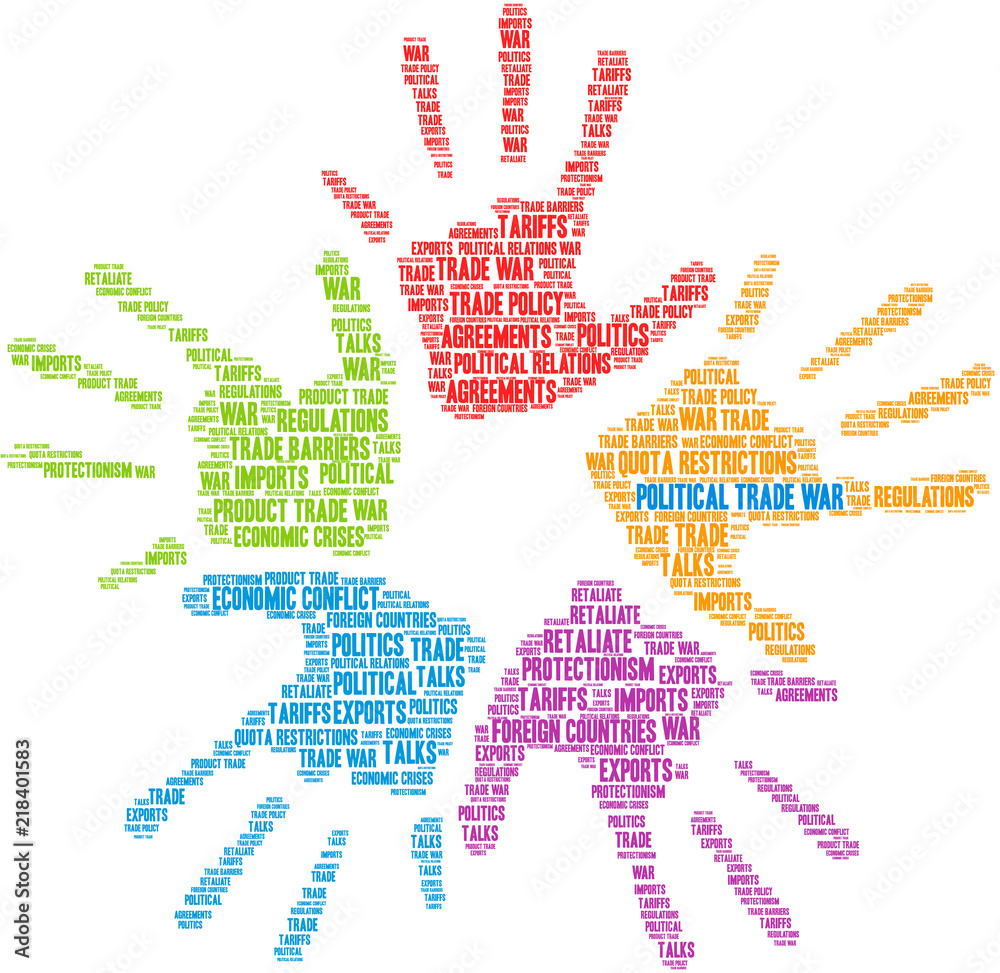 Political Trade War Word Cloud on a white background. Political Trade War Word Cloud on a white background.