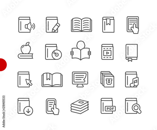 Book Icons // Red Point Series - Vector line icons for your digital or print projects.