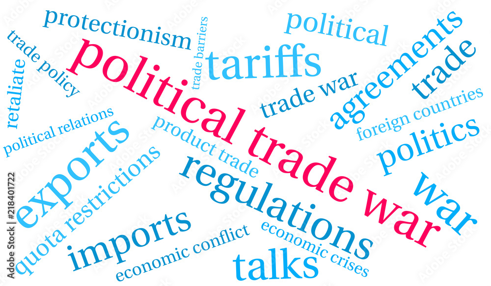 Political Trade War Word Cloud on a white background. Political Trade War Word Cloud on a white background.
