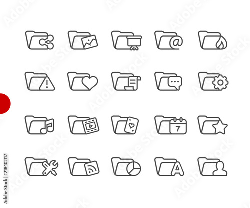 Folder Icons - Set 2 of 2 // Red Point Series - Vector line icons for your digital or print projects.