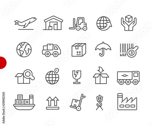 Industry and Logistics Icons // Red Point Series - Vector line icons for your digital or print projects.