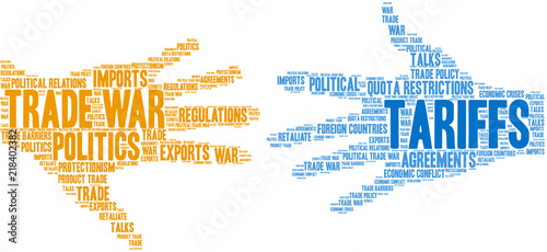 Tariffs Word Cloud on a white background. 