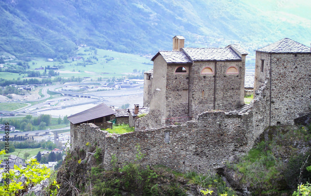 Quart Castle Trail, Medieval Castle at Quart Village, Aosta Valley, Italy