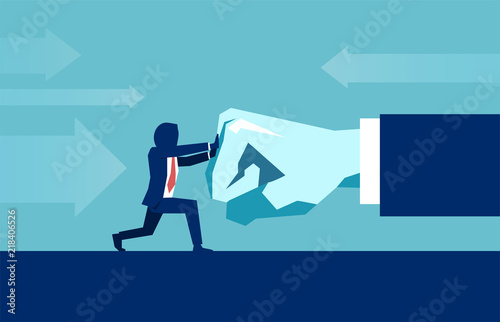 Vector of a businessman resisting pressure from big boss.