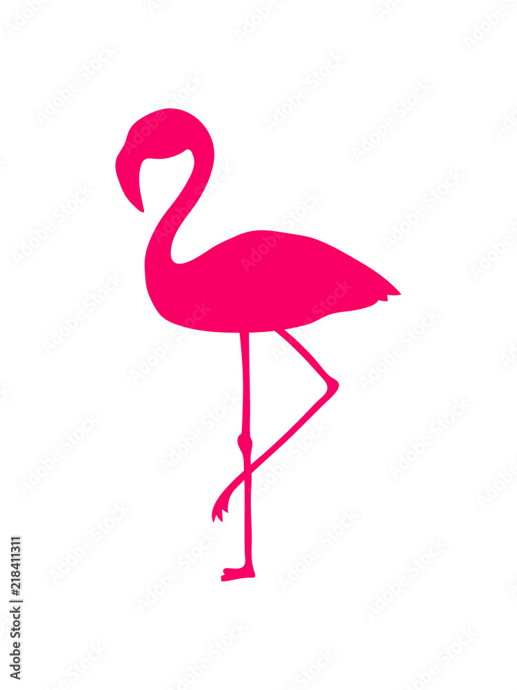 Fototapeta premium silhouette umriss flamingo clipart comic cartoon vogel pink süß niedlich