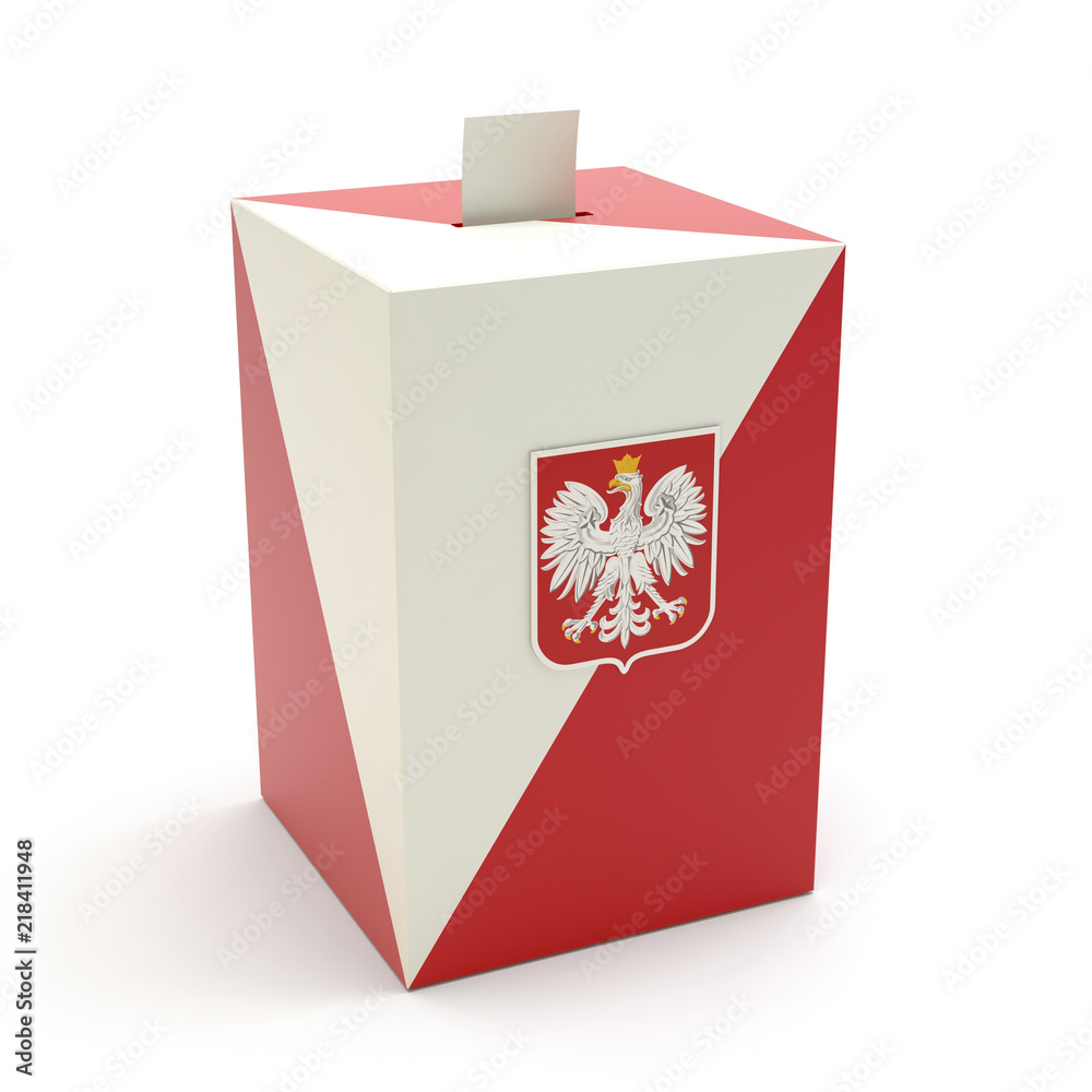 Wybory - urna wyborcza na białym tle - obrazy, fototapety, plakaty 