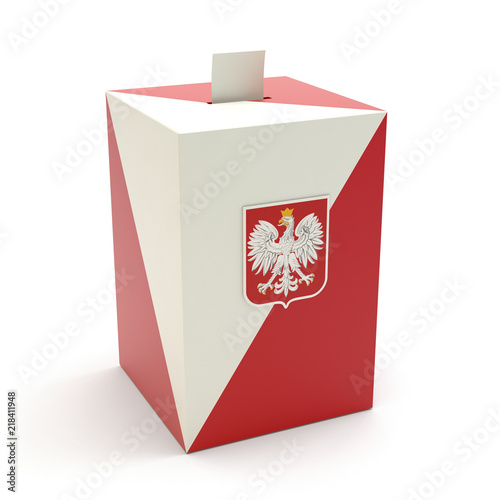 Wybory - urna wyborcza na białym tle photo