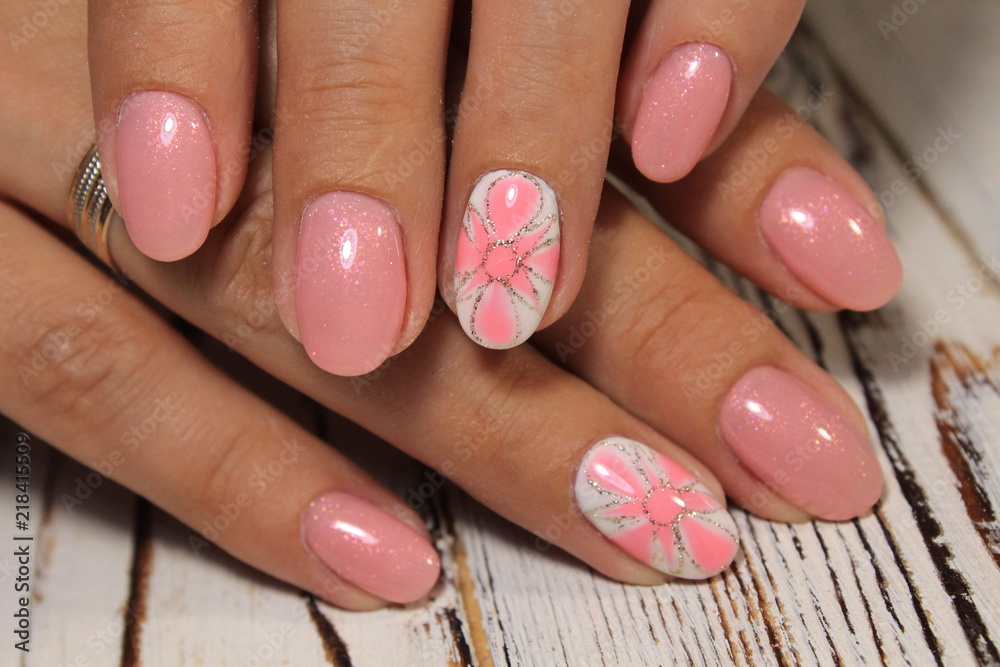 beautiful pink manicure
