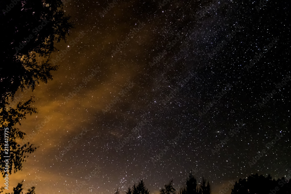 Night sky with stars, Milky Way in August
