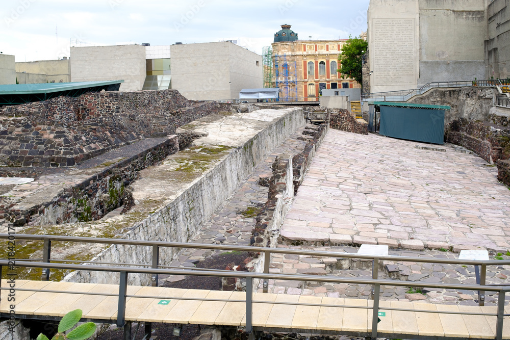 Pre-hispanic ruins of the aztec city of Tenochtitlan in Mexico City Pre-hispanic ruins of the aztec city of Tenochtitlan in Mexico City