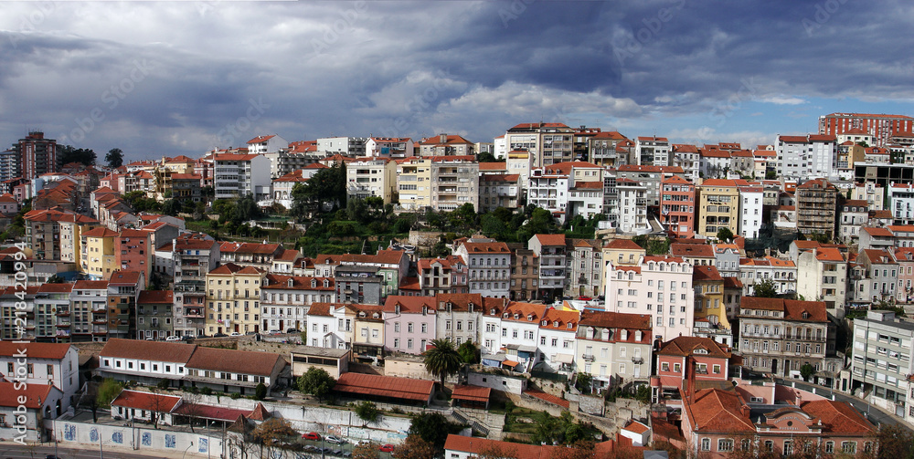 Panoramic of old houses of the city of Porto, Portugal.