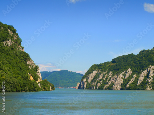 Danube river Canyon at Dubova, Mehedinti County, Romania 