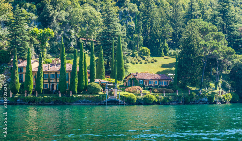 Naklejka premium Villa La Cassinella in Ossuccio, beautiful village on Lake Como, Lombardy, Italy.
