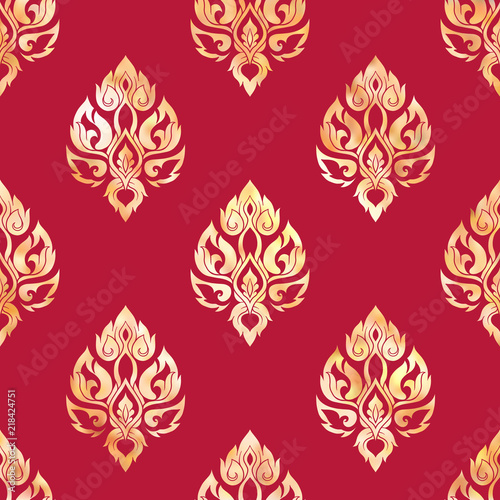 Seamless pattern, background of gold decorative elements of trad