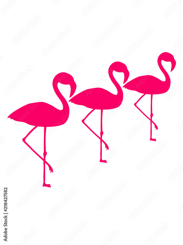 Fototapeta premium crew team 3 freunde silhouette umriss flamingo clipart comic cartoon vogel pink süß niedlich
