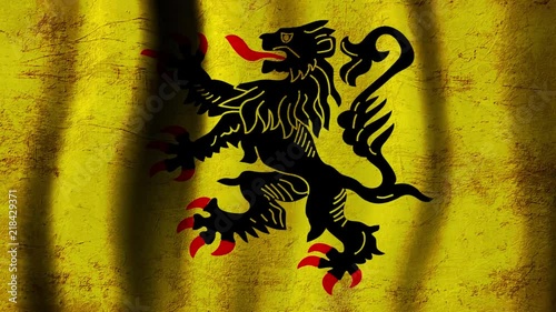 Nord pas de calais vintage flag waving in the wind