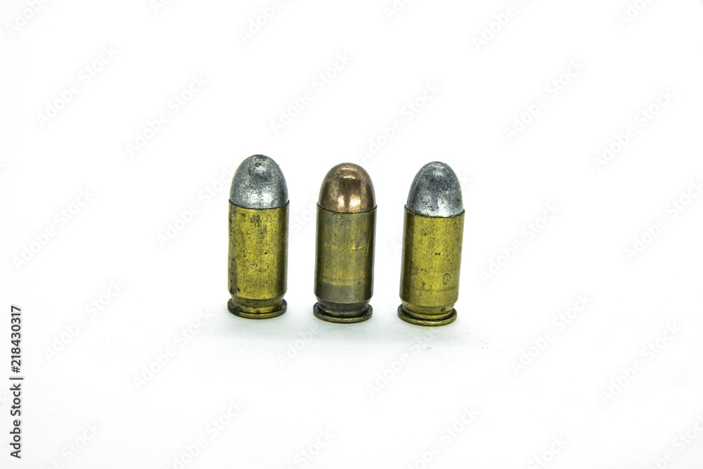 Studio shot of Bullet Ammo isolated in white background Studio shot of Bullet Ammo isolated in white background