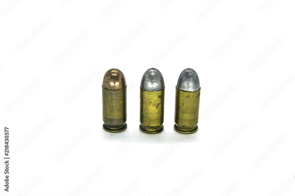 Studio shot of Bullet Ammo isolated in white background Studio shot of Bullet Ammo isolated in white background