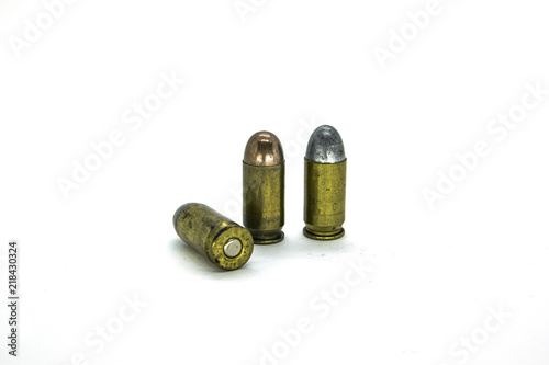 Studio shot of Bullet Ammo isolated in white background photo