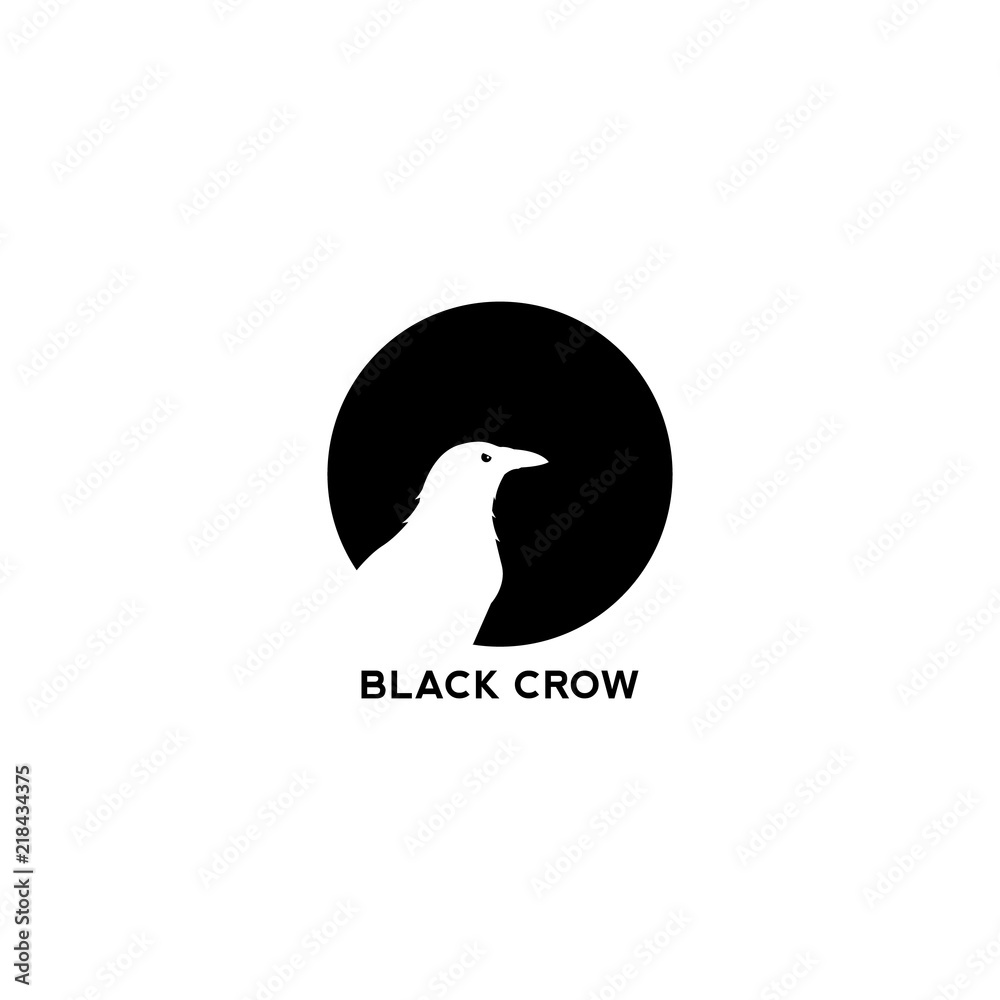 Black Crow Logo Template. Raven Vector Design. Bird Illustration Black Crow Logo Template. Raven Vector Design. Bird Illustration