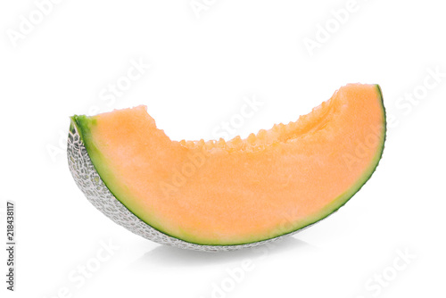 sliced japanese melon, orange melon or cantaloupe melon isolated on white background
