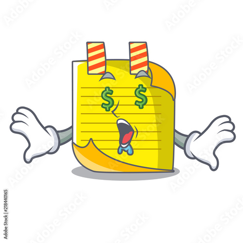 Money eye mascot note paper with bookmark