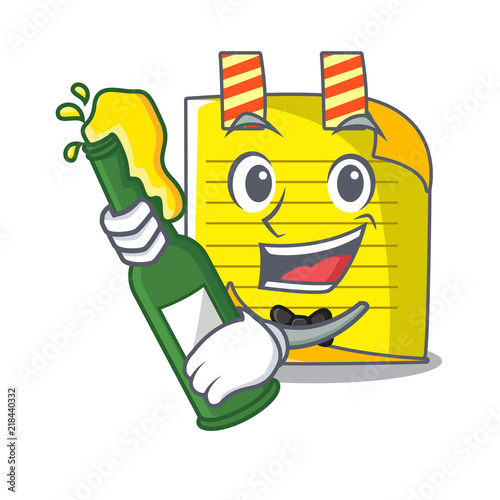 With beer mascot note paper with bookmark