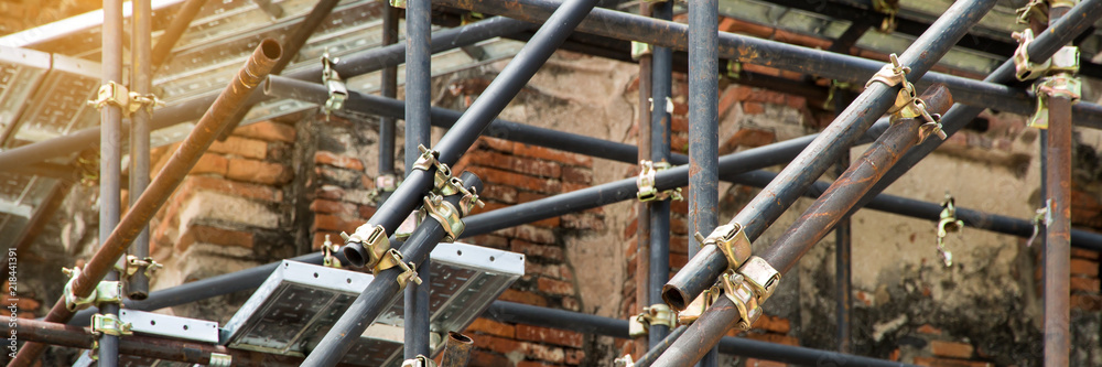 Scaffolding of repair ancient pagoda in construction site,scaffold for construction