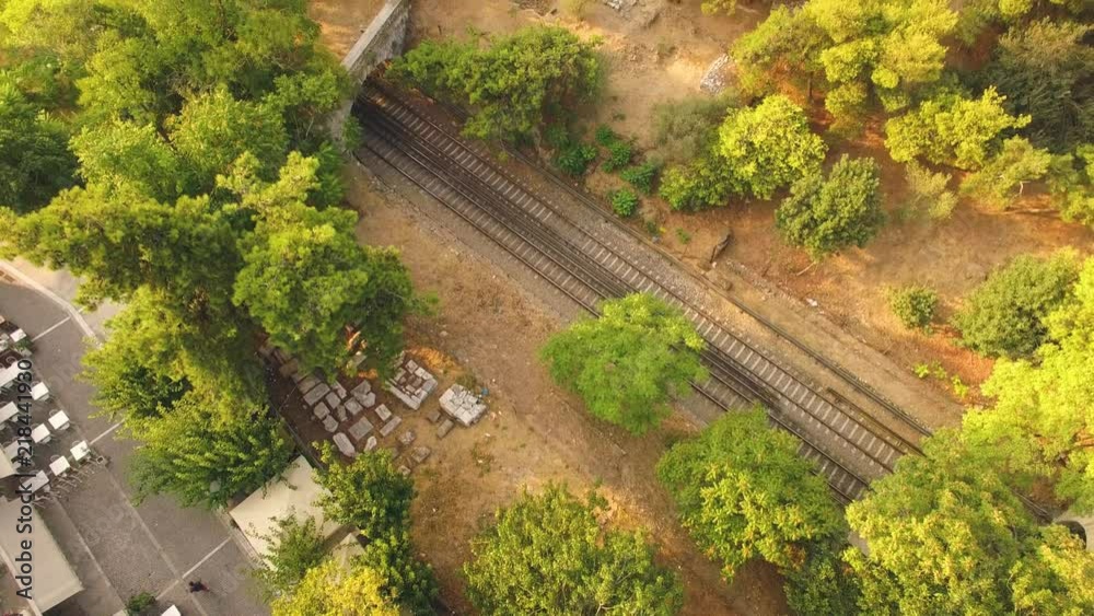 Bird eye view of Temple of Hephaestus from the train tracks to the Parthenon on a nearby hill Bird eye view of Temple of Hephaestus from the train tracks to the Parthenon on a nearby hill