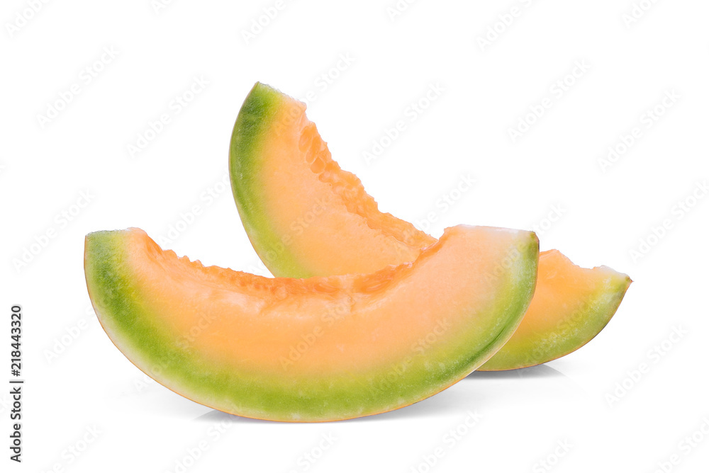 sliced musk melon isolated on white background sliced musk melon isolated on white background