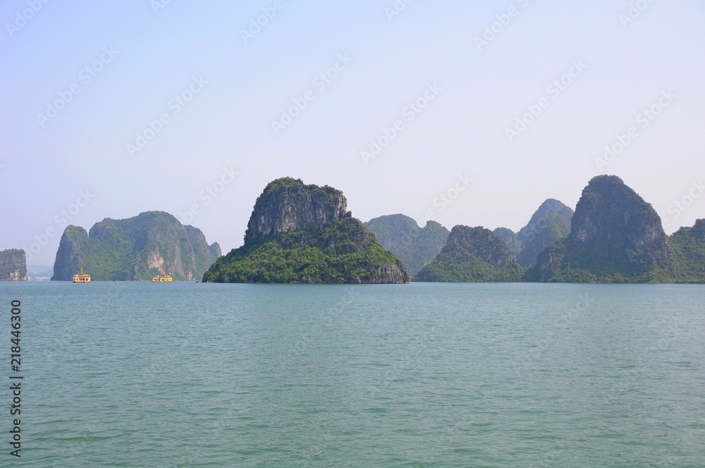 Seven wonders - Famous Seascape of Ha Long Bay in Vietnam: Thousands of Limestone Karsts and Isles