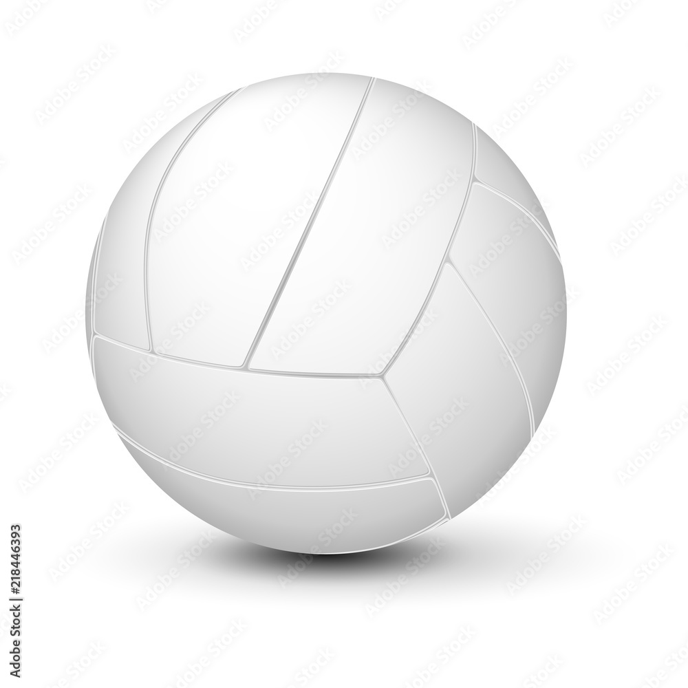 Volleyball ball with shadow on white background