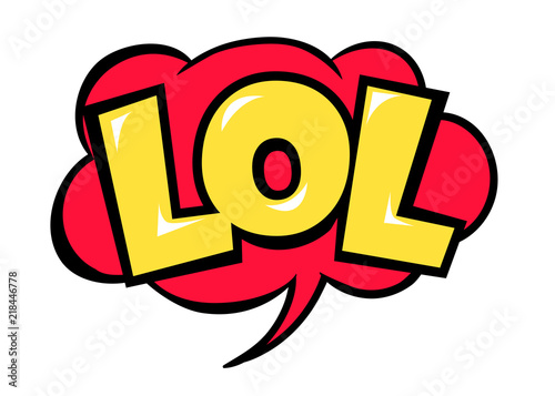 Bright vector Battle speech bubble LOL. Colorful emotional icon isolated on white background. Comic and cartoon style.