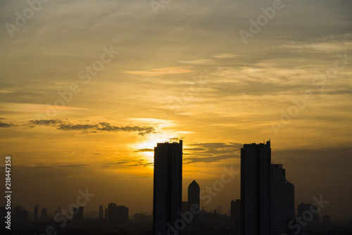 silhouette sunset of city bangkok  thailand