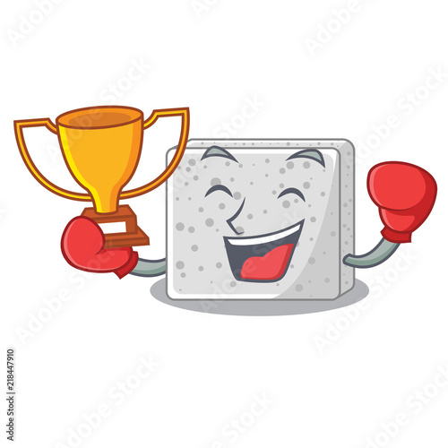 Boxing winner fresh feta cheese isolated on maskot