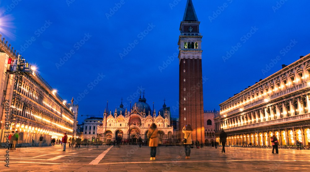 Piazza San Marco and St Mark's Basilica Venice at night