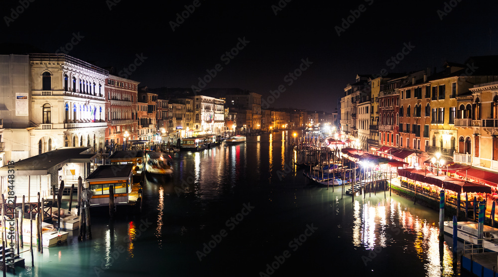 Grand Canal in Venice Italy at night