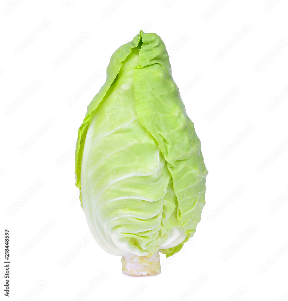 Fototapeta premium fresh whole green pointed cabbage isolated on white background