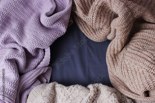  A beautiful knitted fabric is stacked with a place for text.
