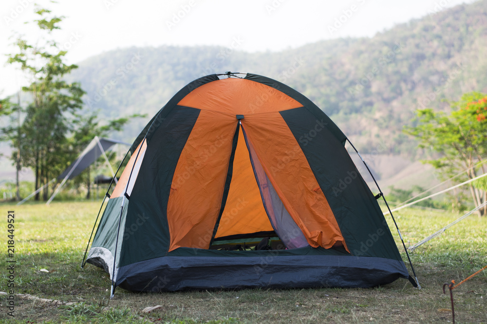 Camping tent in forest