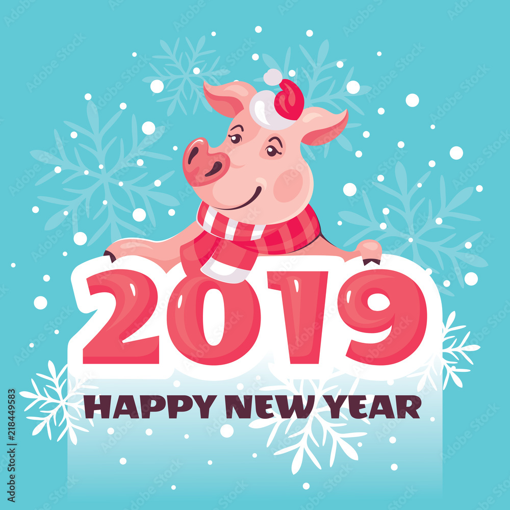 2019 Year of the Pig greeting card 2019 Year of the Pig greeting card